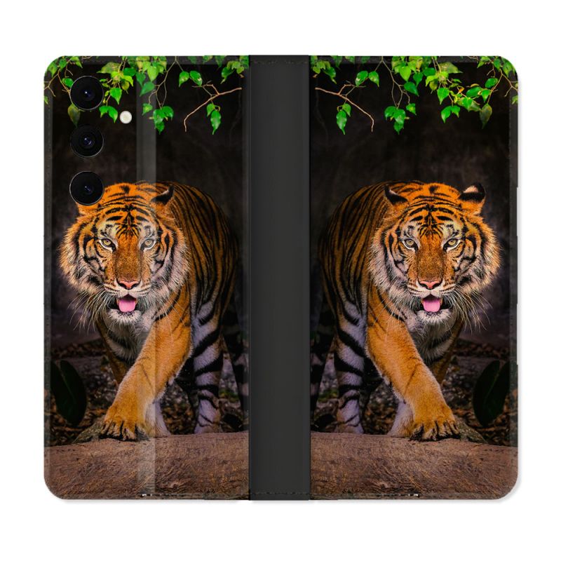 Housse Cuir Portefeuille Pour Samsung Galaxy S25 FE Animal Tigre Jungle