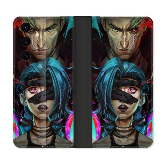 Housse Cuir Portefeuille Pour Samsung Galaxy S25 FE Arcane Jinx Bleu