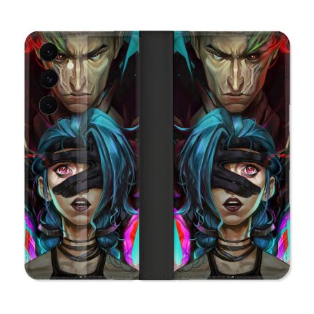Housse Cuir Portefeuille Pour Samsung Galaxy S25 FE Arcane Jinx Bleu
