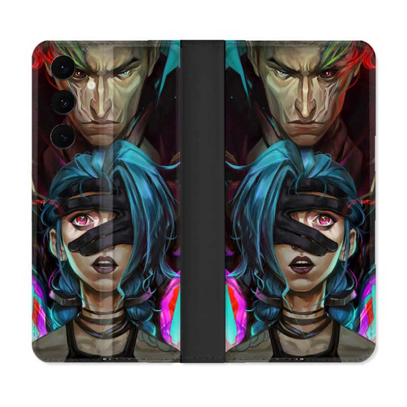 Housse Cuir Portefeuille Pour Samsung Galaxy S25 FE Arcane Jinx Bleu