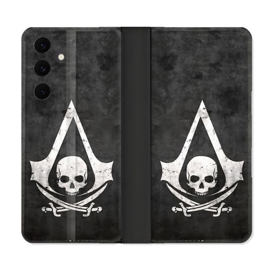 Housse Cuir Portefeuille Pour Samsung Galaxy S25 FE Assassin Creed Tete Mort