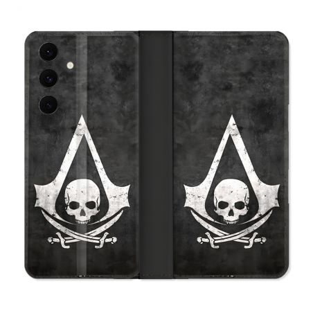 Housse Cuir Portefeuille Pour Samsung Galaxy S25 FE Assassin Creed Tete Mort