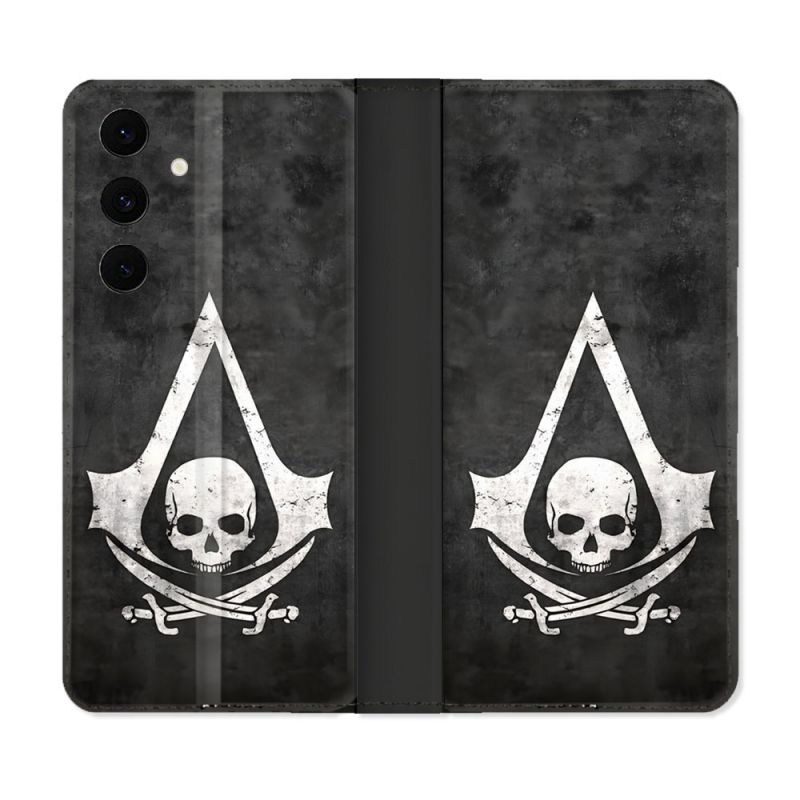Housse Cuir Portefeuille Pour Samsung Galaxy S25 FE Assassin Creed Tete Mort
