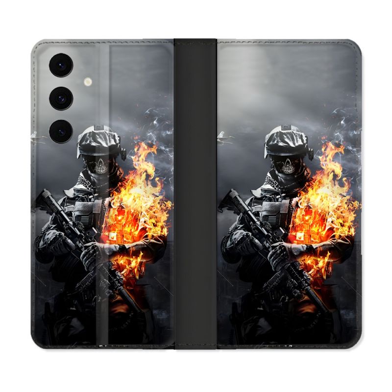 Housse Cuir Portefeuille Pour Samsung Galaxy S25 FE Call Of Duty Squelette