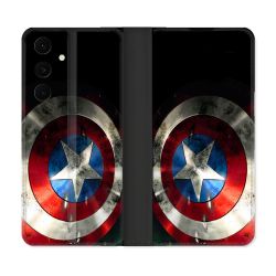 Housse Cuir Portefeuille Pour Samsung Galaxy S25 FE Captain America Bouclier