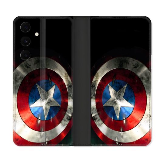 Housse Cuir Portefeuille Pour Samsung Galaxy S25 FE Captain America Bouclier