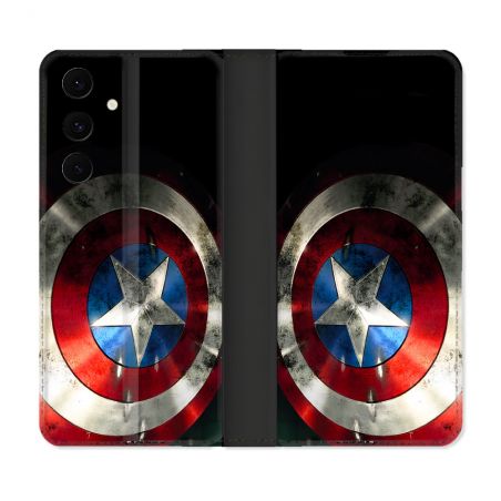 Housse Cuir Portefeuille Pour Samsung Galaxy S25 FE Captain America Bouclier