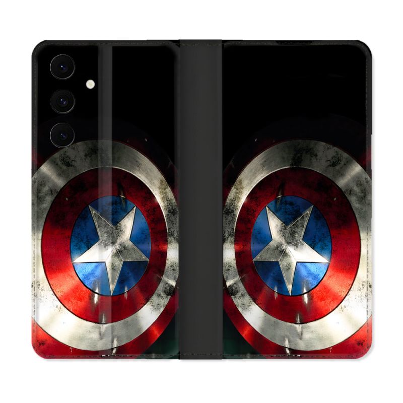 Housse Cuir Portefeuille Pour Samsung Galaxy S25 FE Captain America Bouclier