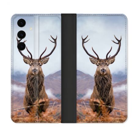 Housse Cuir Portefeuille Pour Samsung Galaxy S25 FE Chasse Chevreuil Montagne