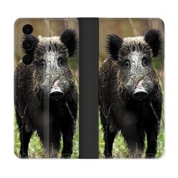 Housse Cuir Portefeuille Pour Samsung Galaxy S25 FE Chasse Sanglier bois