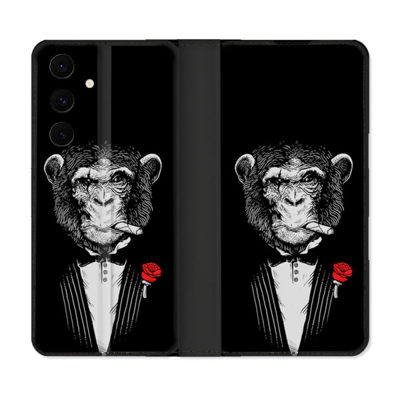 Housse Cuir Portefeuille Pour Samsung Galaxy S25 FE Decale Singe Mafia