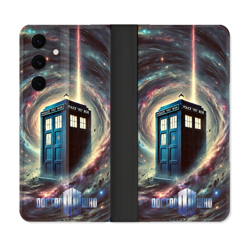 Housse Cuir Portefeuille Pour Samsung Galaxy S25 FE Dr Who Tardis Univers