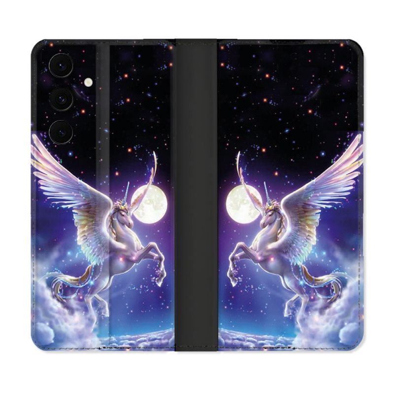 Housse Cuir Portefeuille Pour Samsung Galaxy S25 FE Fantastique Licorne Céleste