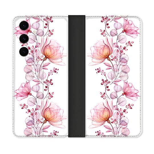 Housse Cuir Portefeuille Pour Samsung Galaxy S25 FE Fleur Eclosion