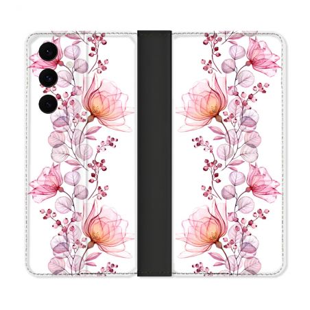 Housse Cuir Portefeuille Pour Samsung Galaxy S25 FE Fleur Eclosion