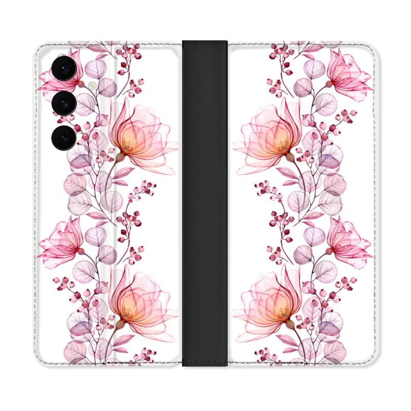 Housse Cuir Portefeuille Pour Samsung Galaxy S25 FE Fleur Eclosion