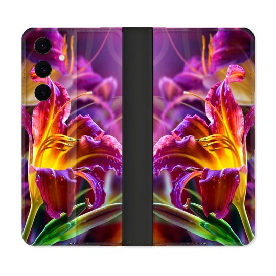 Housse Cuir Portefeuille Pour Samsung Galaxy S25 FE Fleur Lys Color