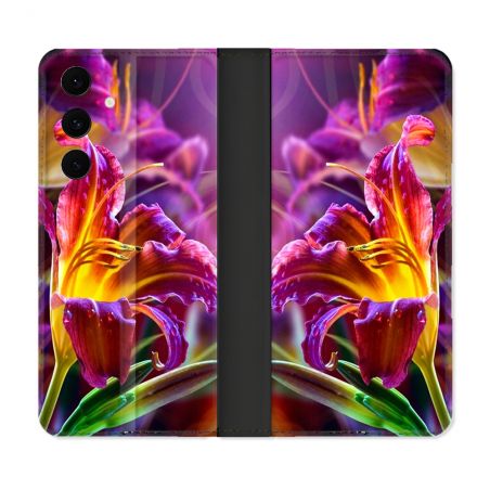Housse Cuir Portefeuille Pour Samsung Galaxy S25 FE Fleur Lys Color