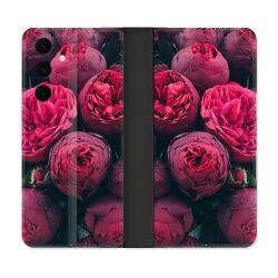 Housse Cuir Portefeuille Pour Samsung Galaxy S25 FE Fleur Pivoine