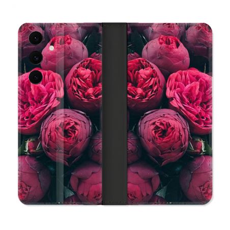 Housse Cuir Portefeuille Pour Samsung Galaxy S25 FE Fleur Pivoine