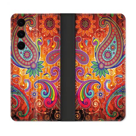 Housse Cuir Portefeuille Pour Samsung Galaxy S25 FE Fleur Psychedelic