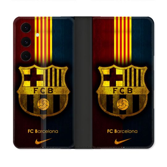 Housse Cuir Portefeuille Pour Samsung Galaxy S25 FE Foot FC Barcelone Vintage