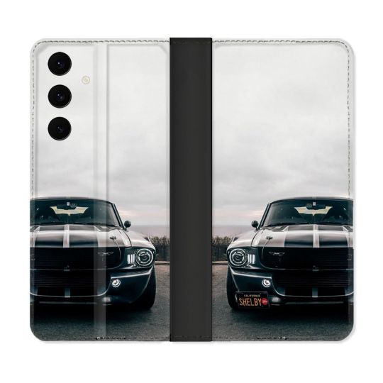 Housse Cuir Portefeuille Pour Samsung Galaxy S25 FE Ford Mustang GT500 Vintage