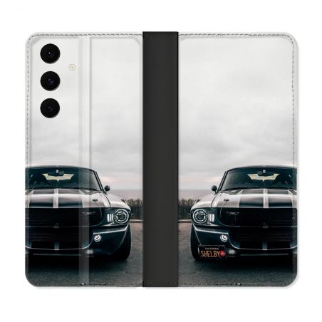 Housse Cuir Portefeuille Pour Samsung Galaxy S25 FE Ford Mustang GT500 Vintage