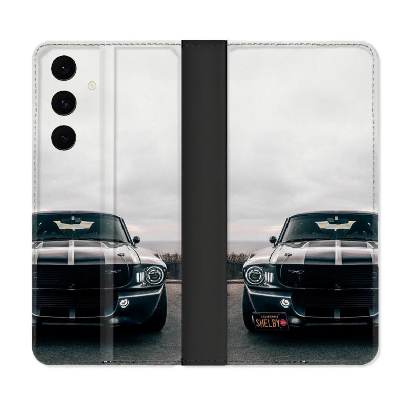 Housse Cuir Portefeuille Pour Samsung Galaxy S25 FE Ford Mustang GT500 Vintage