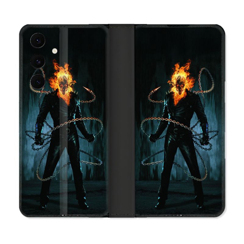Housse Cuir Portefeuille Pour Samsung Galaxy S25 FE Ghost Rider