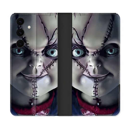 Housse Cuir Portefeuille Pour Samsung Galaxy S25 FE Horreur Chucky Cicatrice