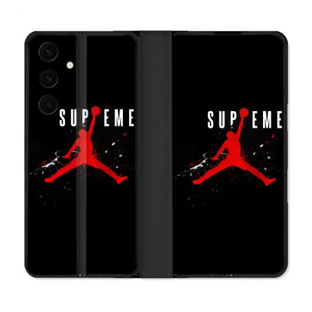 Housse Cuir Portefeuille Pour Samsung Galaxy S25 FE Jordan Supreme Noir