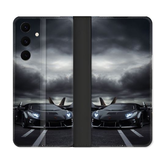 Housse Cuir Portefeuille Pour Samsung Galaxy S25 FE Lamborghini Avion