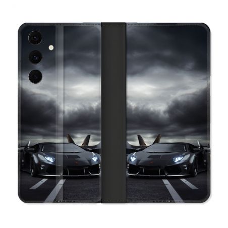 Housse Cuir Portefeuille Pour Samsung Galaxy S25 FE Lamborghini Avion