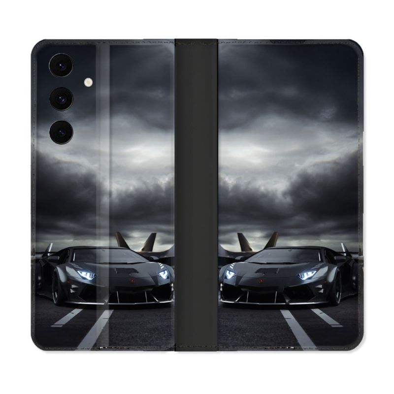 Housse Cuir Portefeuille Pour Samsung Galaxy S25 FE Lamborghini Avion