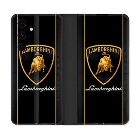 Housse Cuir Portefeuille Pour Samsung Galaxy S25 FE Lamborghini Carbone