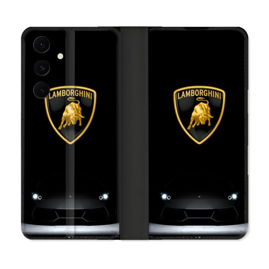 Housse Cuir Portefeuille Pour Samsung Galaxy S25 FE Lamborghini Noir