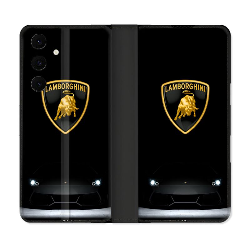 Housse Cuir Portefeuille Pour Samsung Galaxy S25 FE Lamborghini Noir