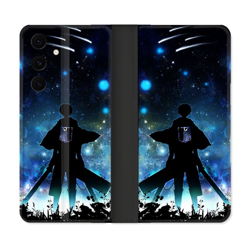 Housse Cuir Portefeuille Pour Samsung Galaxy S25 FE Manga Attaque Titans Levi