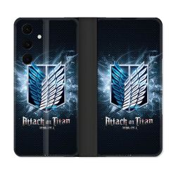 Housse Cuir Portefeuille Pour Samsung Galaxy S25 FE Manga Attaque Titans Noir