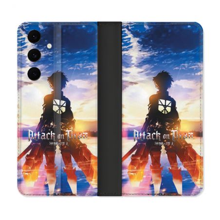 Housse Cuir Portefeuille Pour Samsung Galaxy S25 FE Manga Attaque Titans Soleil