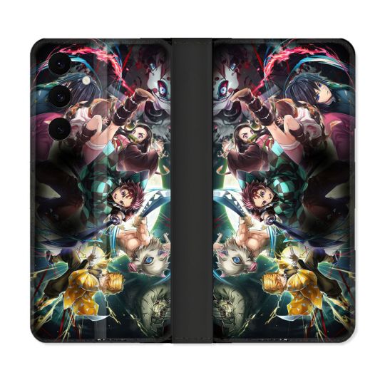 Housse Cuir Portefeuille Pour Samsung Galaxy S25 FE Manga Demon Slayer Groupe