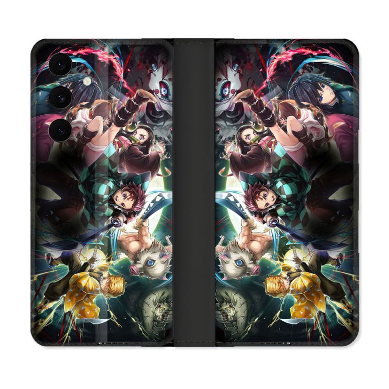 Housse Cuir Portefeuille Pour Samsung Galaxy S25 FE Manga Demon Slayer Groupe