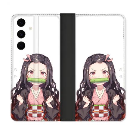 Housse Cuir Portefeuille Pour Samsung Galaxy S25 FE Manga Demon Slayer Nezuko