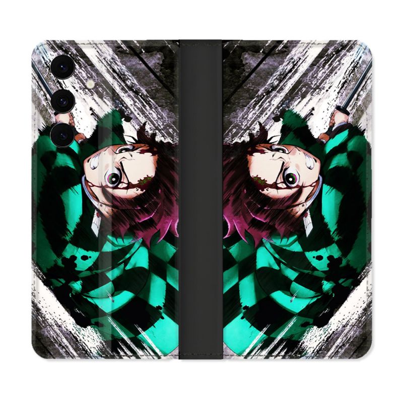 Housse Cuir Portefeuille Pour Samsung Galaxy S25 FE Manga Demon Slayer Tanjiro