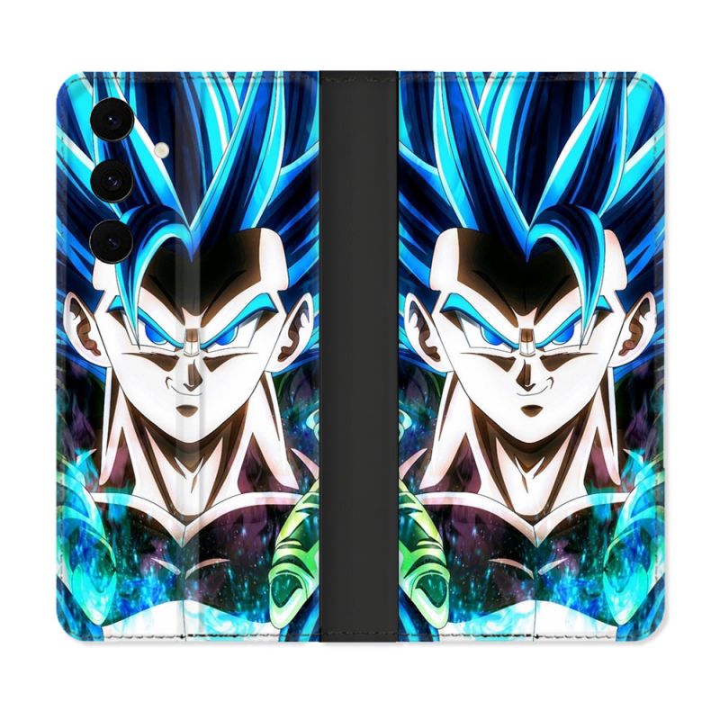 Housse Cuir Portefeuille Pour Samsung Galaxy S25 FE Manga Dragon Ball Gogeta Visage