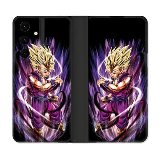 Housse Cuir Portefeuille Pour Samsung Galaxy S25 FE Manga Dragon Ball Sangohan Violet