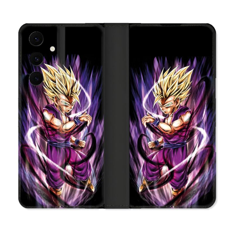 Housse Cuir Portefeuille Pour Samsung Galaxy S25 FE Manga Dragon Ball Sangohan Violet