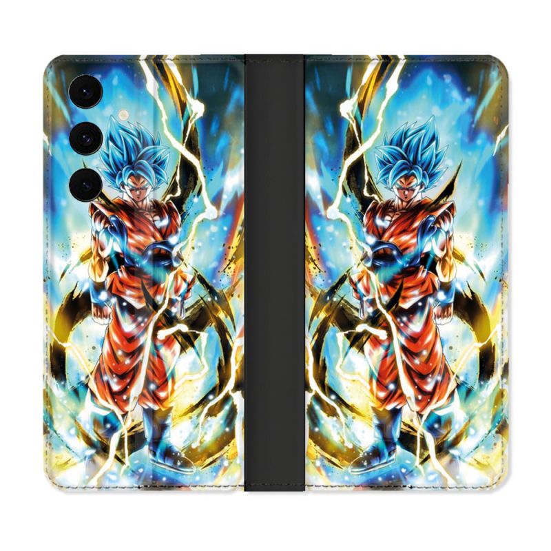 Housse Cuir Portefeuille Pour Samsung Galaxy S25 FE Manga Dragon Ball Sangoku Blanc