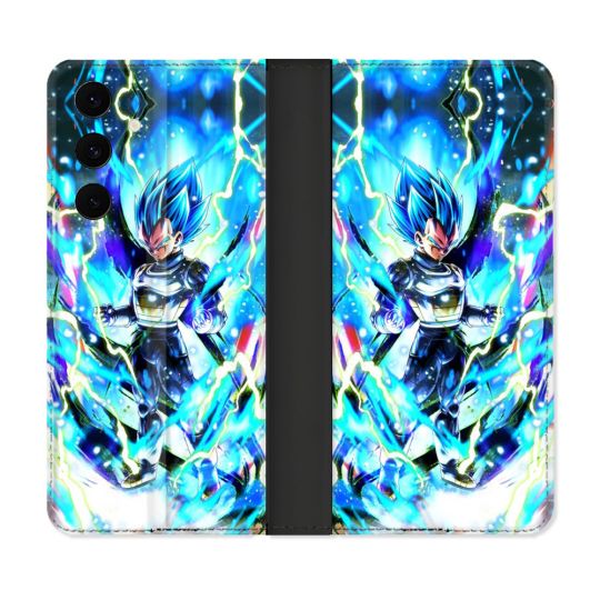 Housse Cuir Portefeuille Pour Samsung Galaxy S25 FE Manga Dragon Ball Vegeta Bleu